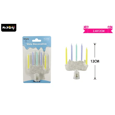 VELAS CANDELABRO FELIZ CUMPLEAÑOS CON LUCES 2.4*12CM - 1