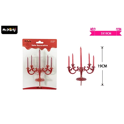VELAS CANDELABRO ROJO 5*19CM 5PCS - 1