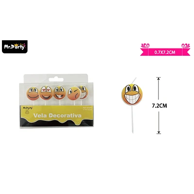 VELAS DE EMOTICONOS 7.2CM 5PCS - 1