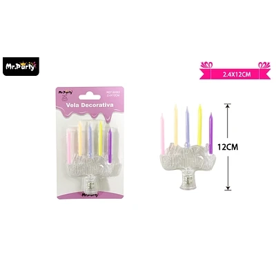 VELAS CANDELABRO FELIZ CUMPLEAÑOS CON LUCES 2.4*12CM - 1