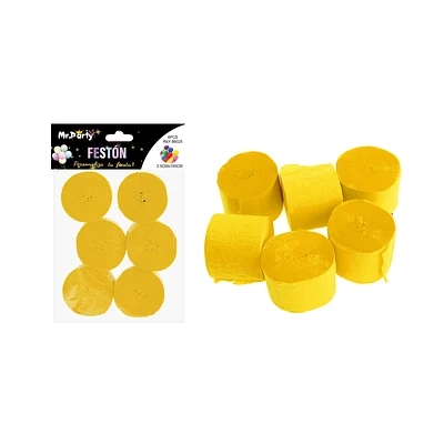 FESTON FINO DE FIESTA DECORATIVO AMARILLO 2.5CM*10M 6PCS - 1