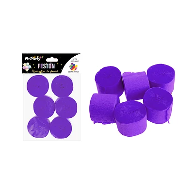 FESTON FINO DE FIESTA DECORATIVO MORADO 2.5CM*10M 6PCS - 1