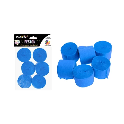 FESTON FINO DE FIESTA DECORATIVO AZUL 2.5CM*10M 6PCS - 1