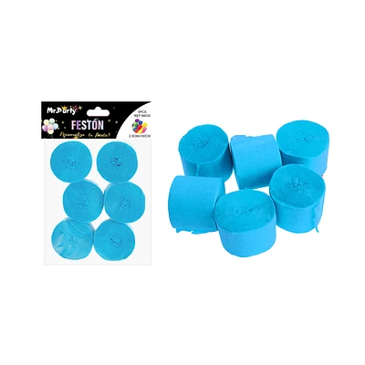 FESTON FINO DE FIESTA DECORATIVO CELESTE 2.5CM*10M 6PCS - 1