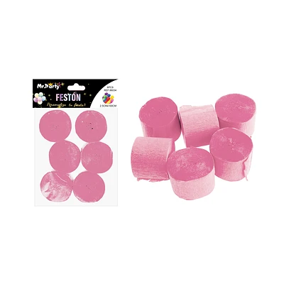 FESTON FINO DE FIESTA DECORATIVO ROSADO 2.5CM*10M 6PCS - 1