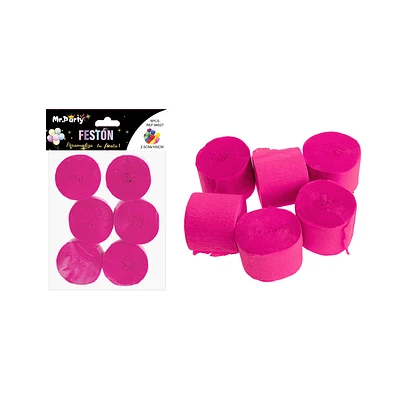 FESTON FINO DE FIESTA DECORATIVO FUCSIA 2.5CM*10M 6PCS - 1