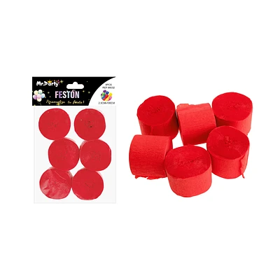 FESTON FINO DE FIESTA DECORATIVO ROJO 2.5CM*10M 6PCS - 1