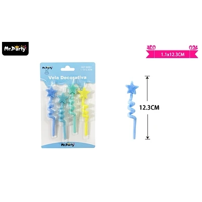VELAS ESPIRAL DE ESTRELLA 12.3CM 4PCS - 1