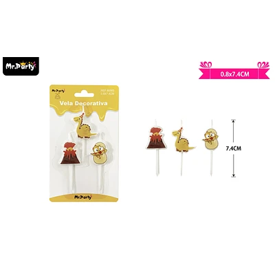 VELAS DE DINOSAURIOS 7.4CM 3PCS - 1