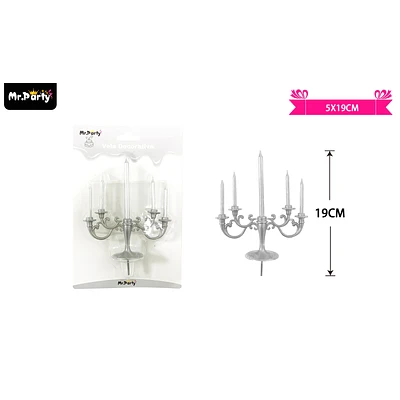 VELAS CANDELABRO PLATEADO 5*19CM 5PCS - 1