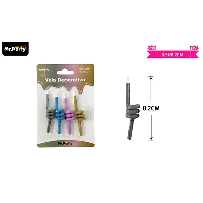 VELAS ESPIRAL MULTICOLOR 8.2CM 4PCS - 1
