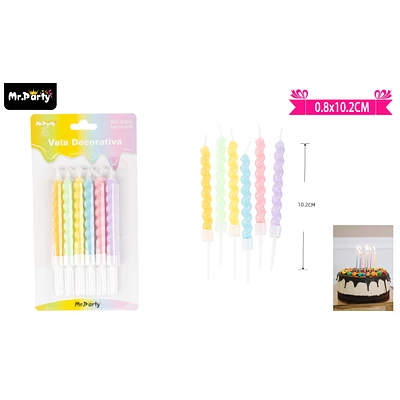 VELAS ESPIRAL COLORES PASTELES 10.2CM 6PCS - 1