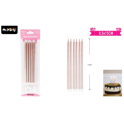 SET DE VELAS ROSADO 15CM 6PCS - 1
