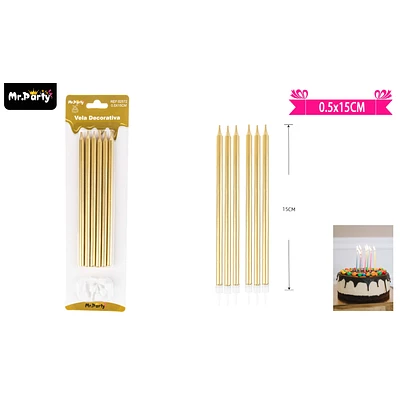 SET DE VELAS DORADO 15CM 6PCS - 1