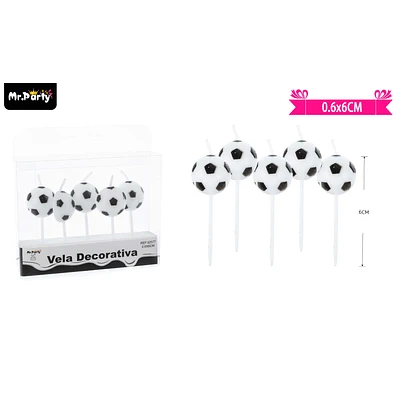 VELAS DE FUTBOL 6CM 5PCS - 1