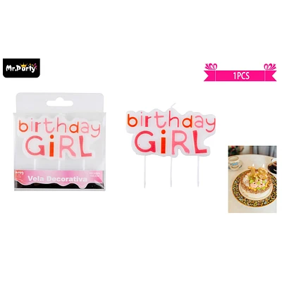 VELA FELIZ CUMPLEAÑOS BIRTHDAY GIRL ROSADO 8.4CM - 1