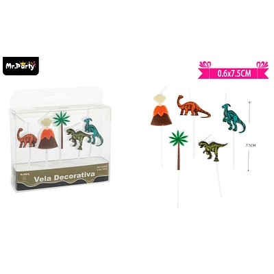 VELAS DE DINOSAURIOS 7.5CM 5PCS - 1