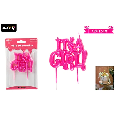 VELA FUCSIA BABY SHOWER IT'S A GIRL 11.5CM - 1