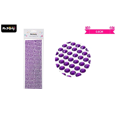 STICKER PEGATINAS DE DIAMANTES MORADO PARA ROSTRO 0.6CM - 1