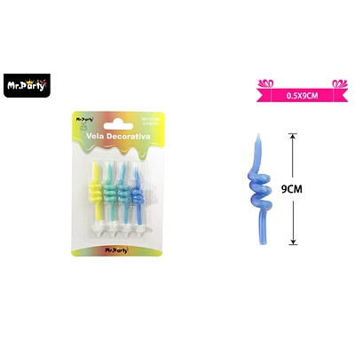 VELAS ESPIRAL DE COLORES 9CM 4PCS - 1
