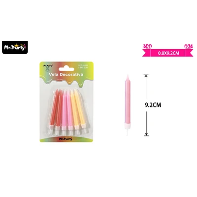 VELAS MULTICOLOR 9.2CM 6PCS - 1