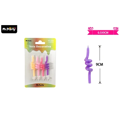 VELAS ESPIRAL DE COLORES 9CM 4PCS - 1