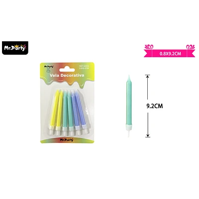 VELAS MULTICOLOR 9.2CM 6PCS - 1