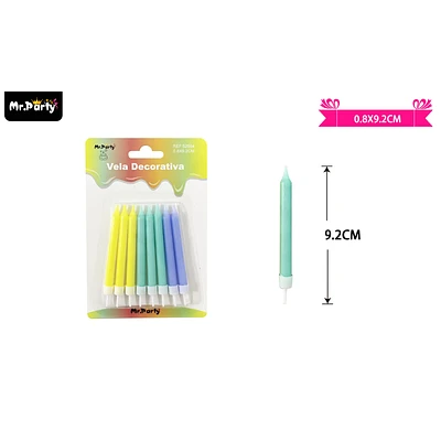 VELAS MULTICOLOR 9.2CM 6PCS - 1