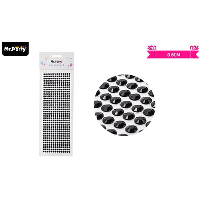 STICKER PEGATINAS DE DIAMANTES NEGRO PARA ROSTRO 0.6CM - 1