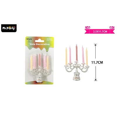 VELAS CANDELABRO MULTICOLOR 11.7CM - 1