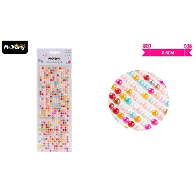 STICKER PEGATINAS DE PERLAS MULTICOLOR PARA ROSTRO 0.6CM - 1