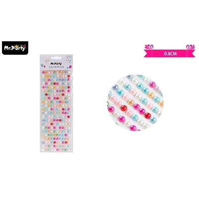 STICKER PEGATINAS DE PERLAS MULTICOLOR PARA ROSTRO 0.8CM - 1
