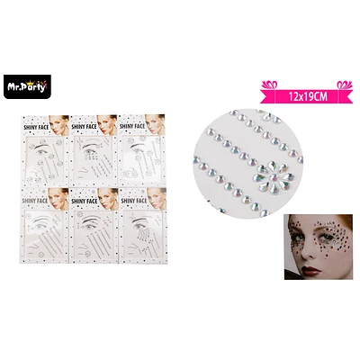 PEGATINAS DE DIAMANTES PARA ROSTRO 12*19CM 1PCS DISEÑO ALEATORIO - 1