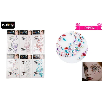 PEGATINAS DE DIAMANTES PARA ROSTRO 10*19CM 1PCS COLOR ALEATORIO - 1