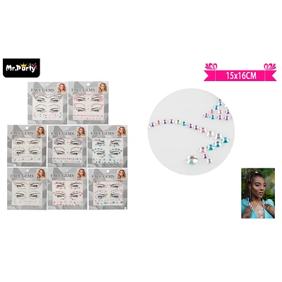 PEGATINAS DE DIAMANTES PARA ROSTRO 15*16CM 1PCS DISEÑO ALEATORIO - 1