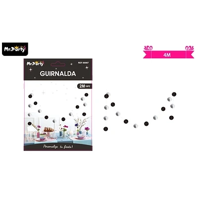GUIRNALDAS PLATEADO Y NEGRO 2M - 1