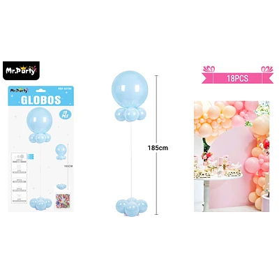 SET DE GLOBOS CON BASE CELESTE 185CM 18PCS - 1