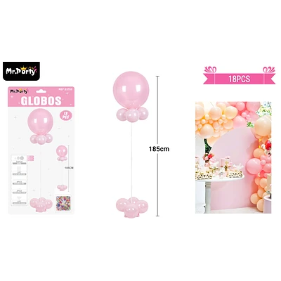 SET DE GLOBOS CON BASE ROSADO 185CM 18PCS - 1