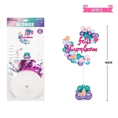 ARCO DE GLOBOS CON BASE SIRENA 160CM 47PCS - 1