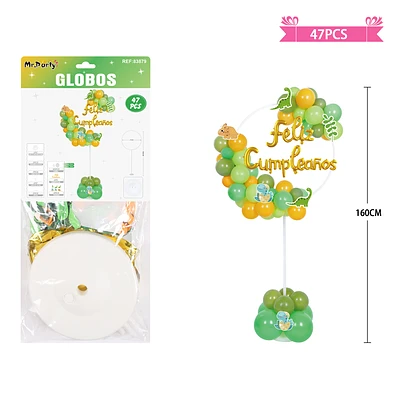 ARCO DE GLOBOS CON BASE DINOSAURIO 160CM 47PCS - 1