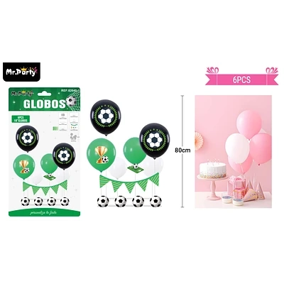SET DE GLOBOS CON BASE Y GUIRNALDA FUTBOL 6PCS - 1