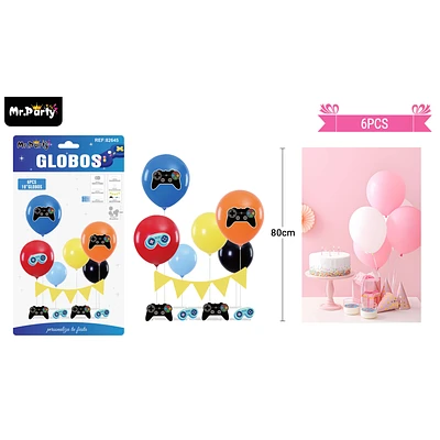 SET DE GLOBOS CON BASE Y GUIRNALDA CONTROL DE JUEGO 6PCS - 1