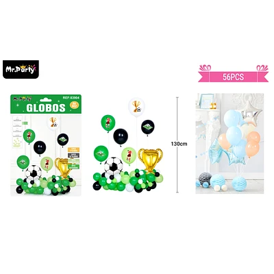 SET DE GLOBOS LATEX CON FUTBOL Y TROFEO 56PCS - 1