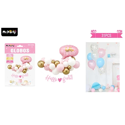 SET DE GLOBOS LATEX BABY SHOWER ROSADO 31PCS - 1