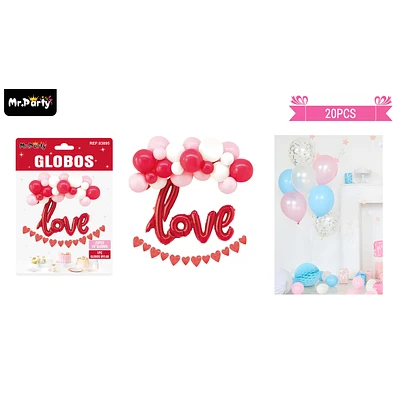 SET DE GLOBOS LATEX CON LETRA LOVE ROJO 20PCS - 1