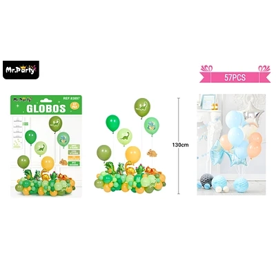 SET DE GLOBOS LATEX CON DINOSAURIOS 57PCS - 1