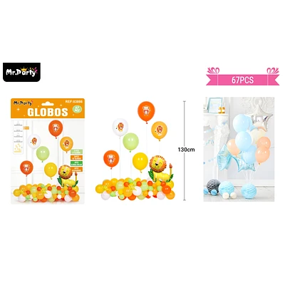 SET DE GLOBOS LATEX CON ANIMALES 67PCS - 1
