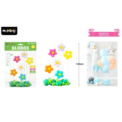 SET DE GLOBOS LATEX CON FLORES 82PCS - 1