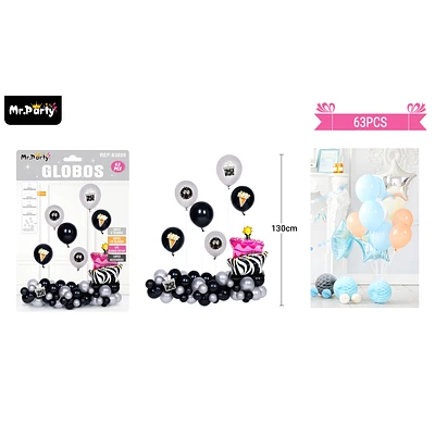 SET DE GLOBOS LATEX CON TORTA 63PCS - 1
