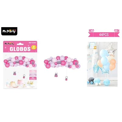 SET DE GLOBOS LATEX ROSADO Y FUCSIA 44PCS - 1